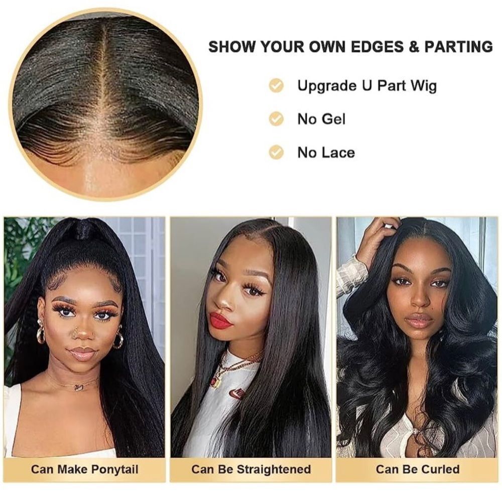 - Kinky Straight U Part Wig Soft Synthetic Hair Like Real Human Hair Wear …